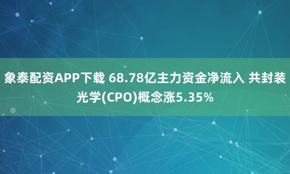 象泰配资APP下载 68.78亿主力资金净流入 共封装光学(CPO)概念涨5.35%